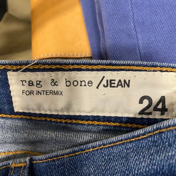 Rag & Bone Jeans Women 24 Blue Rip Dest Chester Skinny Denim Distressed Cotton - Picture 3 of 12